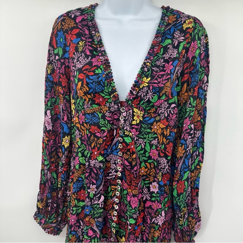 Farm Rio Tropical Garden Lenzing™ Ecovero™ Viscose Midi Dress Small New FLAWED - Picture 6 of 16